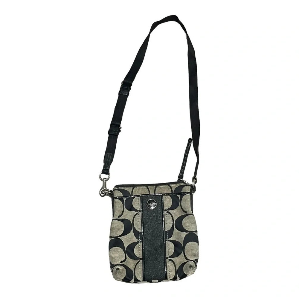 Coach Gray/Black Signature Canvas Crossbody Bag